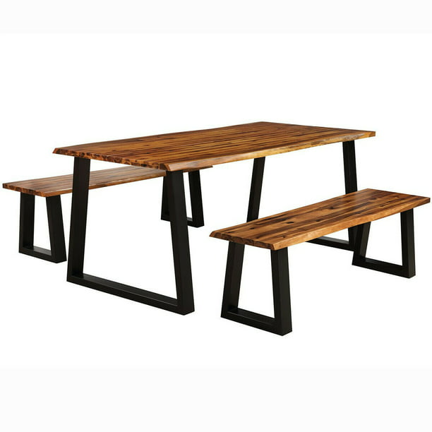 Gymax Picnic Table Set Acacia Wood 3, Outdoor Furniture Portland Oregon