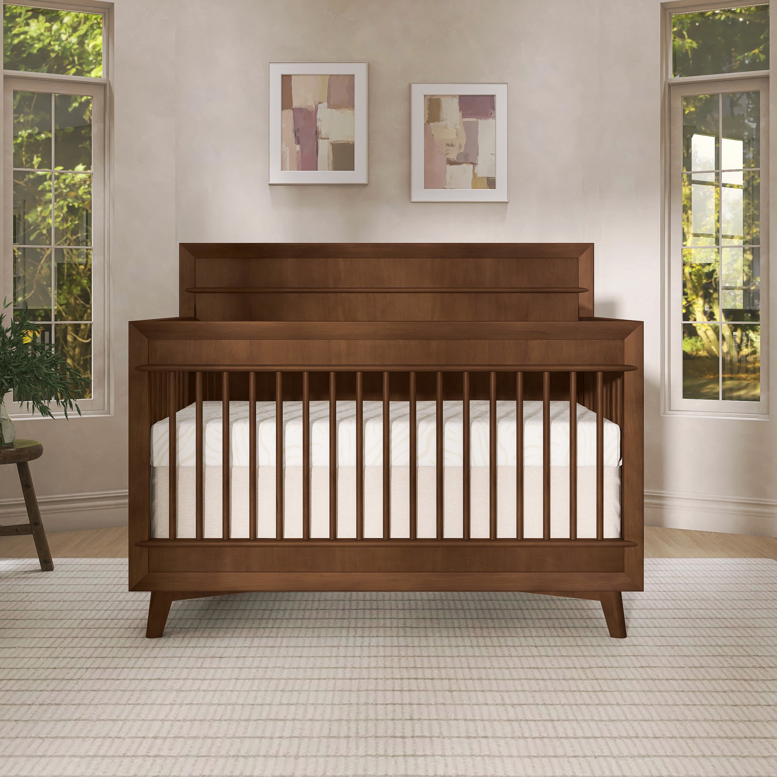Evolur Loft Antilia Mid-Century 4-in1 Crib in Walnut
