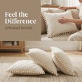 thumbnail image 5 of REGALWOVEN Couch Pillow Cases 1 Pack Soft Pom-poms Velvet Throw Pillow Covers for Farmhouse Home Decor Beige 18" x 18", 5 of 5