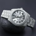 thumbnail image 3 of Men's Stainless Steel 18K White Gold Finish Simulated Diamond Watch 42mm W/Date knight, 3 of 5