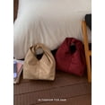 thumbnail image 4 of Wynndora Retro Suede Twisted Handle Mini Handbag, Soft Textured Casual Tote Purse, Khaki, 4 of 7