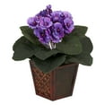 thumbnail image 3 of Nearly Natural 10" Plastic African Violet Artificial Plant with Vase (Set of 2), Purple, 3 of 3