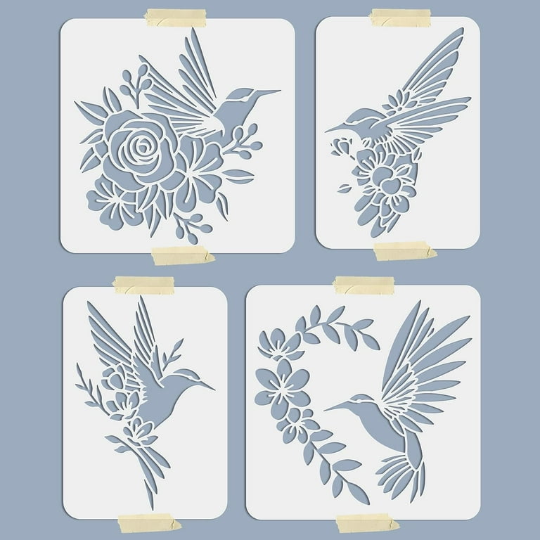 4pcs Hummingbird Stencil Bird Rose Peach Blossom Flower Stencils for Painting 8.3×11.7/11.8×11.8 Inch Reusable Stencils DIY Art Craft Template for Painting on Walls Furniture - Walmart.com 4pcs-hummingbird-stencil-bird-rose-peach-blossom-flower-stencils-for-painting-8-3-11-7-11-8-11-8-inch-reusable-stencils-diy-art-craft-template-for-painting-on-walls-furniture-walmart-com