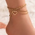 thumbnail image 1 of Tobilleras para mujer, tobilleras para mujer, tobillera en capas, collar con colgante de corazón de playa para mujer. Una tobillera., 1 of 2