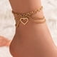 thumbnail image 1 of Tobilleras para mujer, tobilleras para mujer, tobillera en capas, collar con colgante de corazón de playa para mujer. Una tobillera., 1 of 2