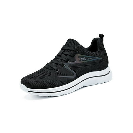 

Woobling Mens Athletic Walking Shoe Lace Up Sports Non-Slip Round Toe Sneakers Black Style B 6