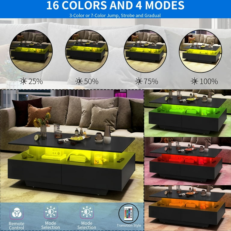 Uforic LED Coffee Table, Modern Center Tables with Storage Uforic LED Coffee Table, Modern Center Tables with Storage
