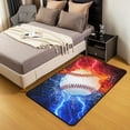thumbnail image 3 of Erosebridal Baseball Area Rug Teens,Sport Theme Carpet 5x7 for Bedside,Ice Fire Print Rug for Living Room,Ball Gamer Gaming Accent Rug Set for Bedroom Doorway Non Shedding,Red Blue Black, 3 of 6