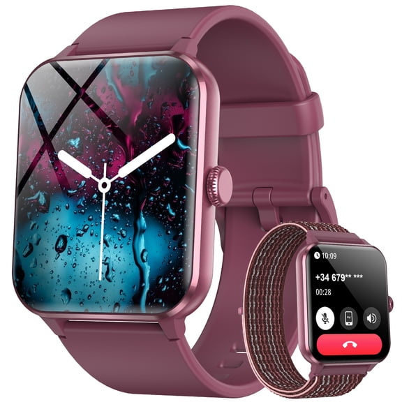 Smart Watch for Men Women 1.85 Inch Touch Screen Fitness Tracker Watch with Bluetooth Call(Answer/Make Call/AI Voice) IP68 Waterproof Sports Smart Watch for Android iPhone (Red)