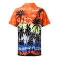 thumbnail image 2 of Camisas Negras Para Hombre Blusa superior con estampado hawaiano de playa de ocio de de verano para hombre (Orange, L), 2 of 7