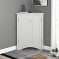 thumbnail image 3 of Freestanding Floor Triangle Bathroom Storage Cabinet with Adjustable Shelves for Kitchen White, 3 of 5