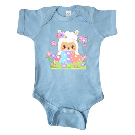 

Inktastic Cute Easter Llama with Spring Flowers and Egg Gift Baby Boy or Baby Girl Bodysuit