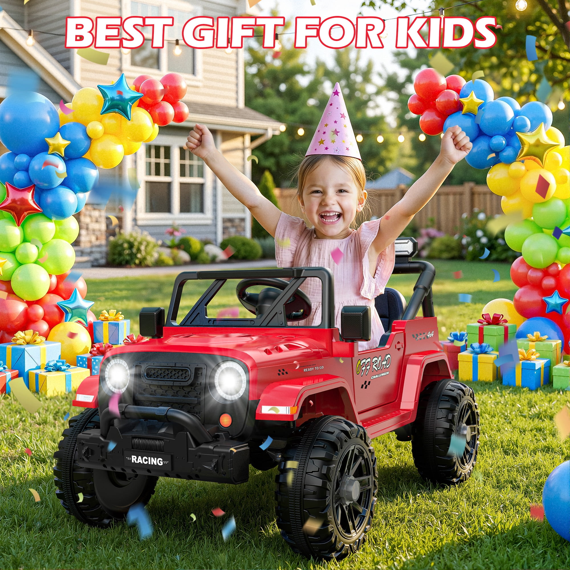 East doll 12V Ride on Toys for Toddlers, Electric Car for Kids, Kids Car with Remote Control, Bluetooth, Music, 3 Speeds for Kids Gifts, Red