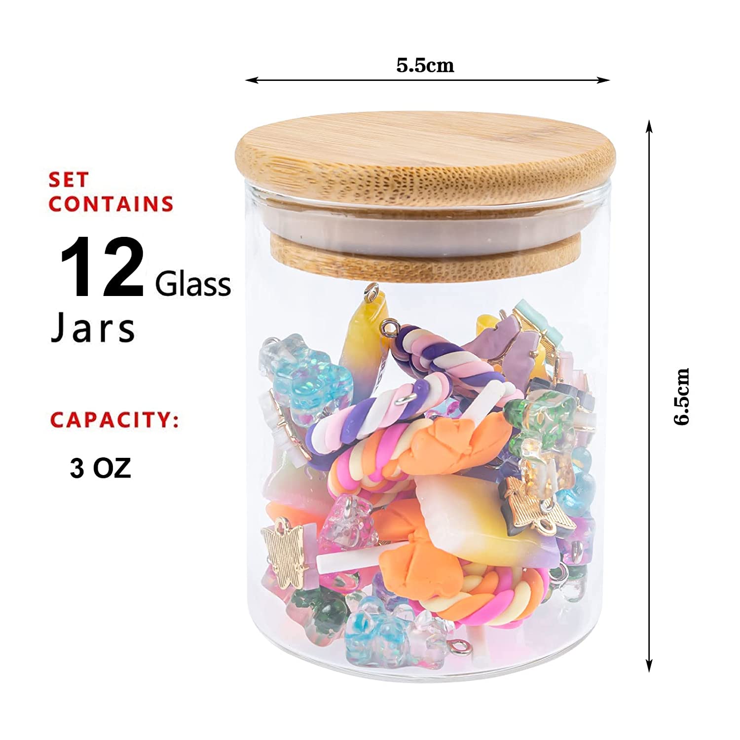 Lot De 3 Pots à épices En Verre Avec Couvercle Bambou - 250 Ml, Avec Cuillères Et Plateau - Rangement Cuisine - 13
