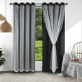 thumbnail image 5 of Layered solid room dark blackout and transparent ring top curtains, 5 of 5