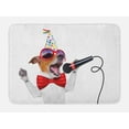 thumbnail image 1 of Popstar Party Bath Mat, Jack Russel Dog with Sunglasses Party Hat and Bowtie Singing Birthday Song, Non-Slip Plush Mat Bathroom Kitchen Laundry Room Decor, 29.5 X 17.5 Inches, Multicolor, Ambesonne, 1 of 2