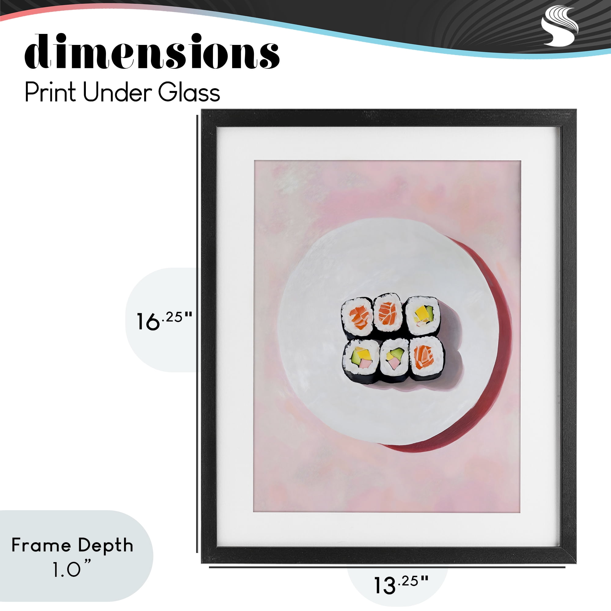 Stupell Industries Sushi Rolls on Plate Black Framed Print Under Glass, design by The Prints Vibe