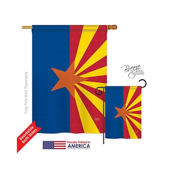 Breeze Decor 08239 States Arizona State 2-Sided Vertical Impression House Flag - 28 x 40 in.