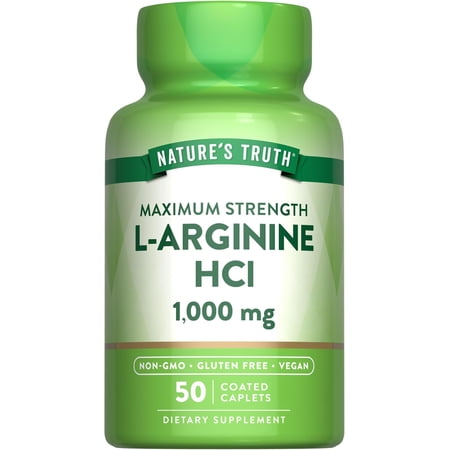 L Arginine 1000mg | 50 Caplets | Maximum Strength | Vegan, Non-GMO, Gluten Free Supplement | by Nature's Truth