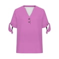 thumbnail image 5 of Shirts for Women V Tie Button Side Sleeve fork Short Sleeve T Shirt Spring Summer Loose Fit Soft Bamboo Hemp Breathable Casual Daily Wear Top Xl Size Spring Summer Womens Tops, 5 of 5