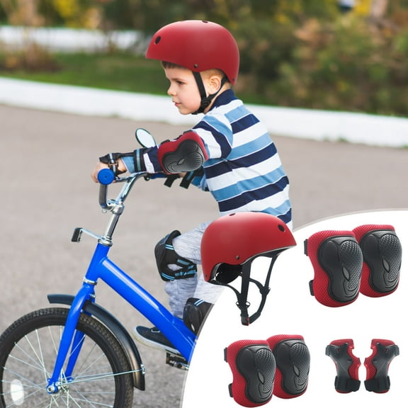 Adjustable 7 Piece Skateboard Safety Gear Set Helmet with Knee Elbow Wrist Protection for Biking Rollerblade Scooter Outdoor Sports Protective Equipment