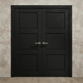 thumbnail image 3 of Interior Solid French Double Doors 84 x 80 inches | Ego 5010 Painted Black Oak | Wood Interior Solid Panel Frame | Closet Bedroom Modern Doors, 3 of 5