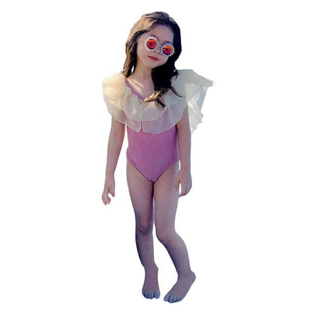 Toimothcn Girls Swimsuits Sleeveless Casual Patchwork Color 2 Piece Bikini Set Quickly Dry Cover Up Swimwear 2-3 Years