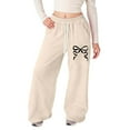 thumbnail image 3 of RUTAYY Children Girls Joggers Bow Detail Loose Fit Straight Leg Pants with Back Pocket Soft Comfortable Fashion Travel Trousers, 3 of 4