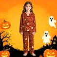 thumbnail image 2 of XAOFW Halloween Girls Pajamas Sets Long Sleeve Lapel Cartoon Print Shirts And Pants Two Piece Sleepwear Loungewear Sets Comfortable Nightwear 3-4 Years, 2 of 4