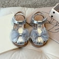 thumbnail image 4 of Ediodpoh Sandales de Mode pour Filles avec Design Nœud Sangles Réglables pour Tout-Petits Enfants Décontracté Extérieur Printemps Été Automne Sandales pour Enfants Filles Argent 26, 4 of 8
