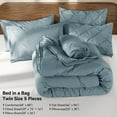 thumbnail image 5 of SONORO KATE Twin Comforter Set, 5 Pieces Bedding Sets for All Season, Bed in a Bag with Pleated Comforter - Flat Sheet & Fitted Sheet - Pillowcases & Shams, Gray Blue, 5 of 6