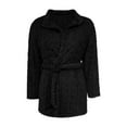 thumbnail image 7 of Fnooota Womens Fleece Robes, Knee Length Long Sleeve Soft Warm Winter Sleepwear with Belt Black Size L, 7 of 7