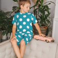 thumbnail image 4 of Fotbe Sky Blue And White Polka Dot Pijama Estampada de 2 Piezas para Niños – Ropa de Dormir de Manga Corta Cómoda para Niños y Niñas, Camiseta y Shorts de Algodón-Small, 4 of 6
