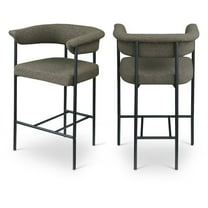 Meridian Furniture Malin Olive Boucle Fabric Counter Stool (Set of 2)