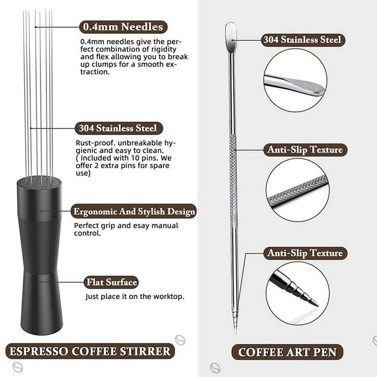 Coffee Tamper Needle Leveler Tool, Espresso Coffee Stirrer Tamper Filter  Holder, Stainless Steel Needle Manipulation Distributor Coffee Stirring  Hand Stirrer Tool, Gift for Coffee Lovers 