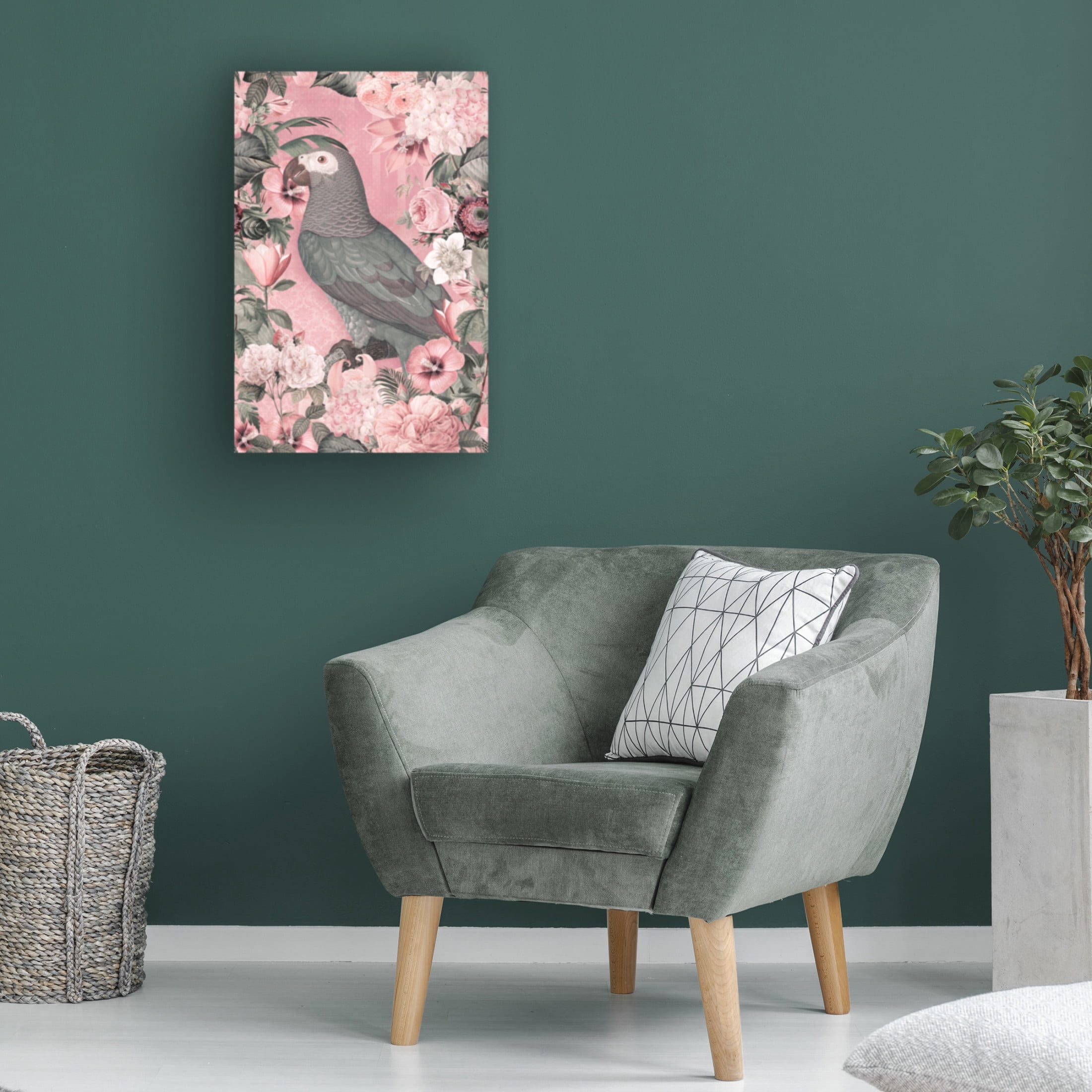 Trademark Fine Art Andrea Haase The Parrots Paradise Garden Pastel Pink Canvas Wall Art