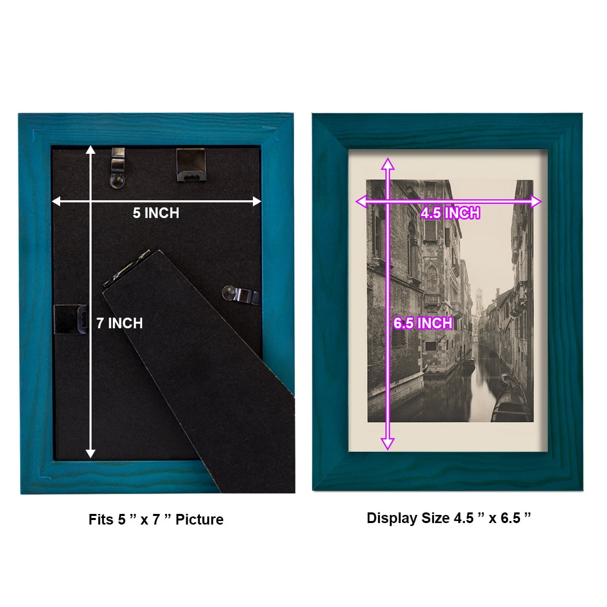 Vintage Views of Venice V - Framed Print w/glass - Ocean Blue