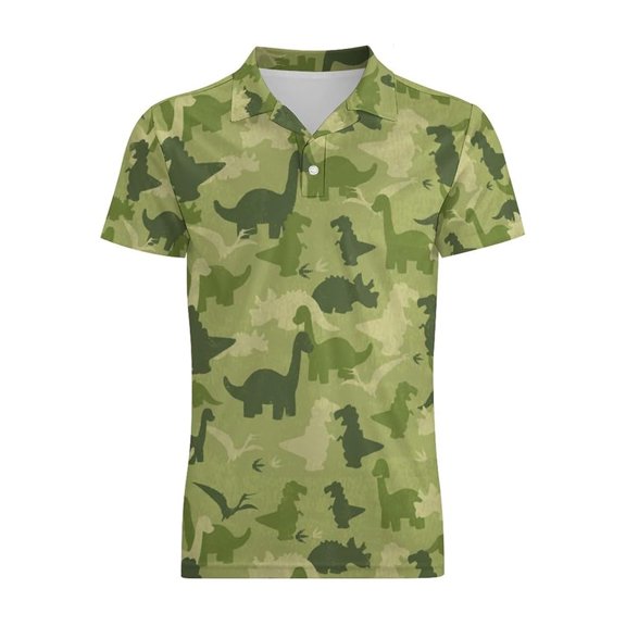 Byoo Toddler Boys Summer Polo Shirt Camo Dinosaur All Over Print Golf Shirt Casual Short Sleeve Tee Tops