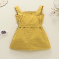 thumbnail image 3 of Robe d'Été Adorable pour Tout-Petits Filles Robe d'Été Unie à Bretelles Sans Manches à Simple Boutonnage Robe Trapèze, 3 of 9