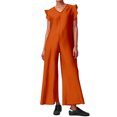 thumbnail image 1 of Mono sin mangas para mujer con pantalones anchos y mangas con volantes - Mezcla de lino, vestido para el trabajo, negocios, bailes y cócteles, 1 of 5