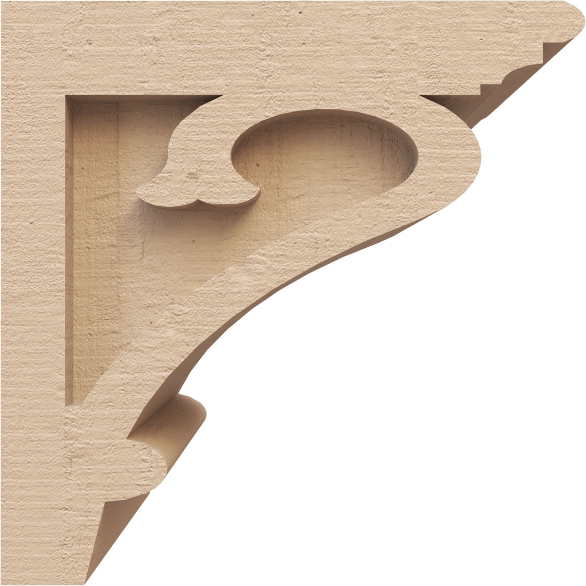 6"W x 6"D x 6"H Wide Mayflower Rough Cedar Woodgrain TimberThane Corbel, Primed Tan