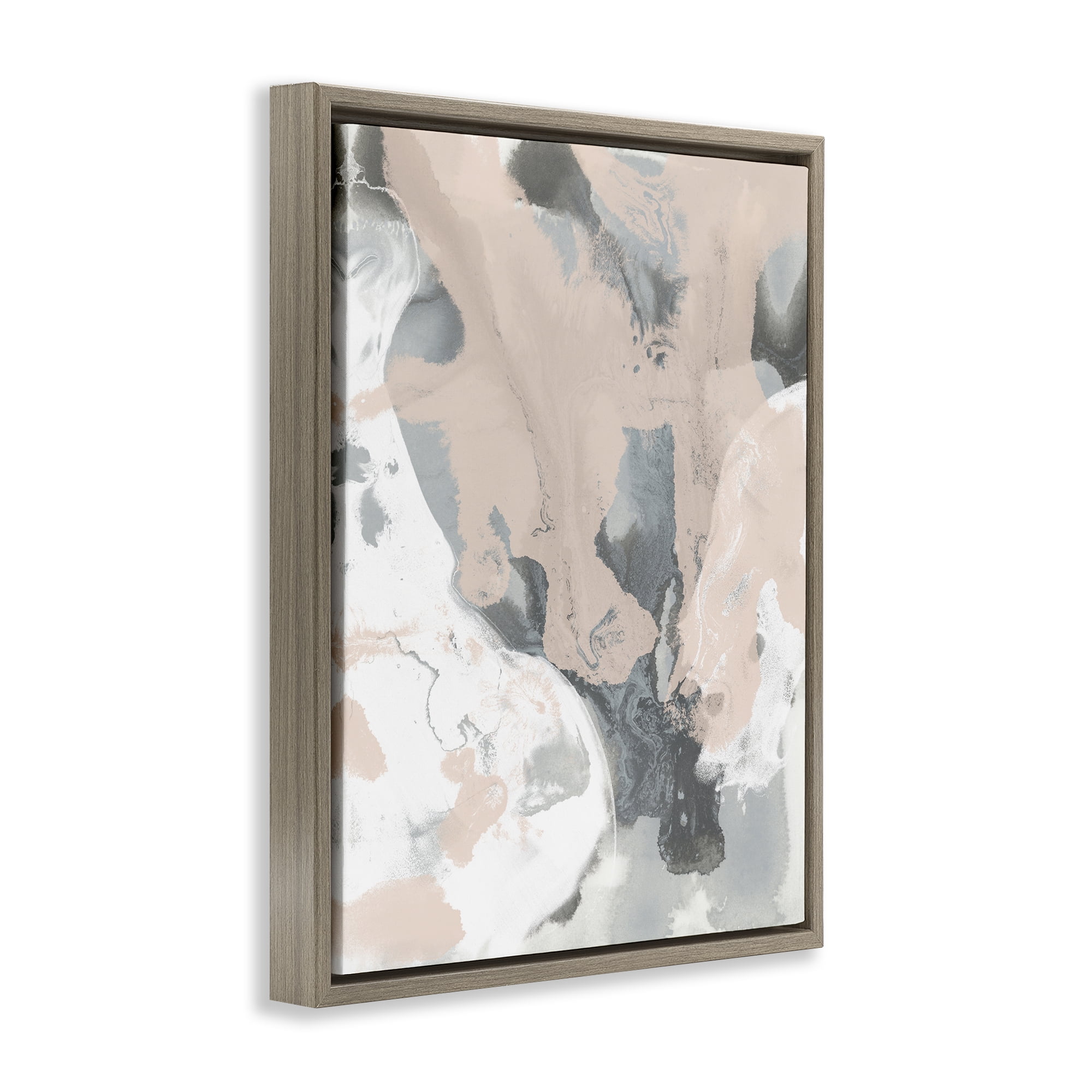Stupell Industries Organic Fluid Abstraction Abstract Painting Brown Floater Framed Canvas Art Print Wall Art, 25 x 31