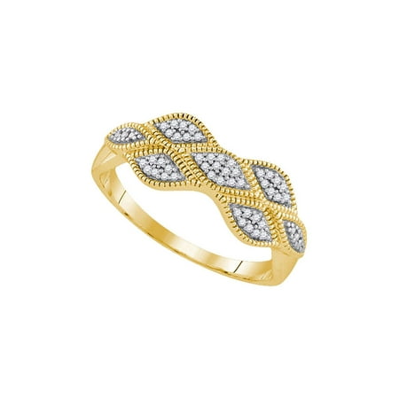 FB Jewels 10kt Yellow Gold Womens Round Diamond Cluster Milgrain Band Ring 1/10 Cttw In Prong Setting (I2-I3 clarity; J-K color)