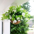 thumbnail image 2 of Artificial Faux Plants Flowers Hanging Basket for Outdoors Spring Decoration, Fake Silk Purple Azalea in Pot Planter UV Resistant Look Real for Porch Patio Outside Garden Yard Home, 2 of 5