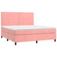 Box spring bed with mattress & LED pink 180x200 cm velvet