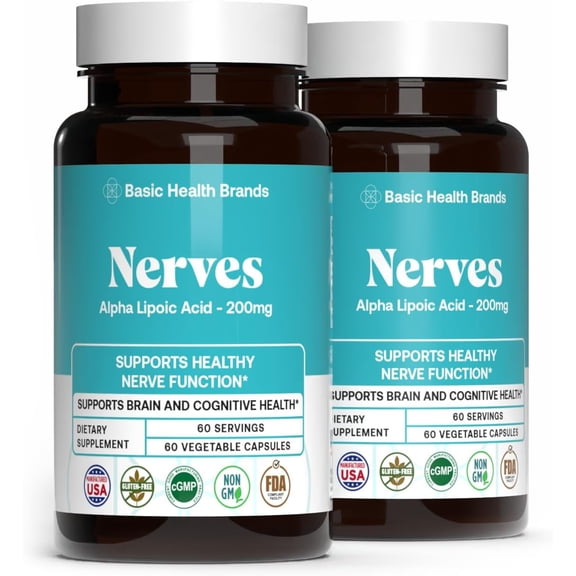Basic Brands Alpha Lipoic Acid, Antioxidant Supplement, Supports Nerve Health, 60 ct (2 Pack)
