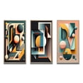 thumbnail image 2 of Designart "Geometric Nostalgia Retro Elementary Style I" Modern Geometric Framed Wall Art Set Of 3 - Blue Abstract Geometric Frame Gallery Set For Office Decor, 2 of 6