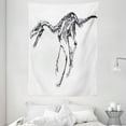 thumbnail image 1 of Dinosaur Tapestry, Skeleton Prehistoric Wild Animal Raptor Predator Bones Extinct Species Archeology, Wall Hanging for Bedroom Living Room Dorm Decor, 60W X 80L Inches, Black White, by Ambesonne, 1 of 2