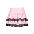 thumbnail image 6 of KOMOO Women Pleated Mini Skirt Lace Up Gothic Plaid Ruffle Short Skirts High Waist A-line Skirts, 6 of 7