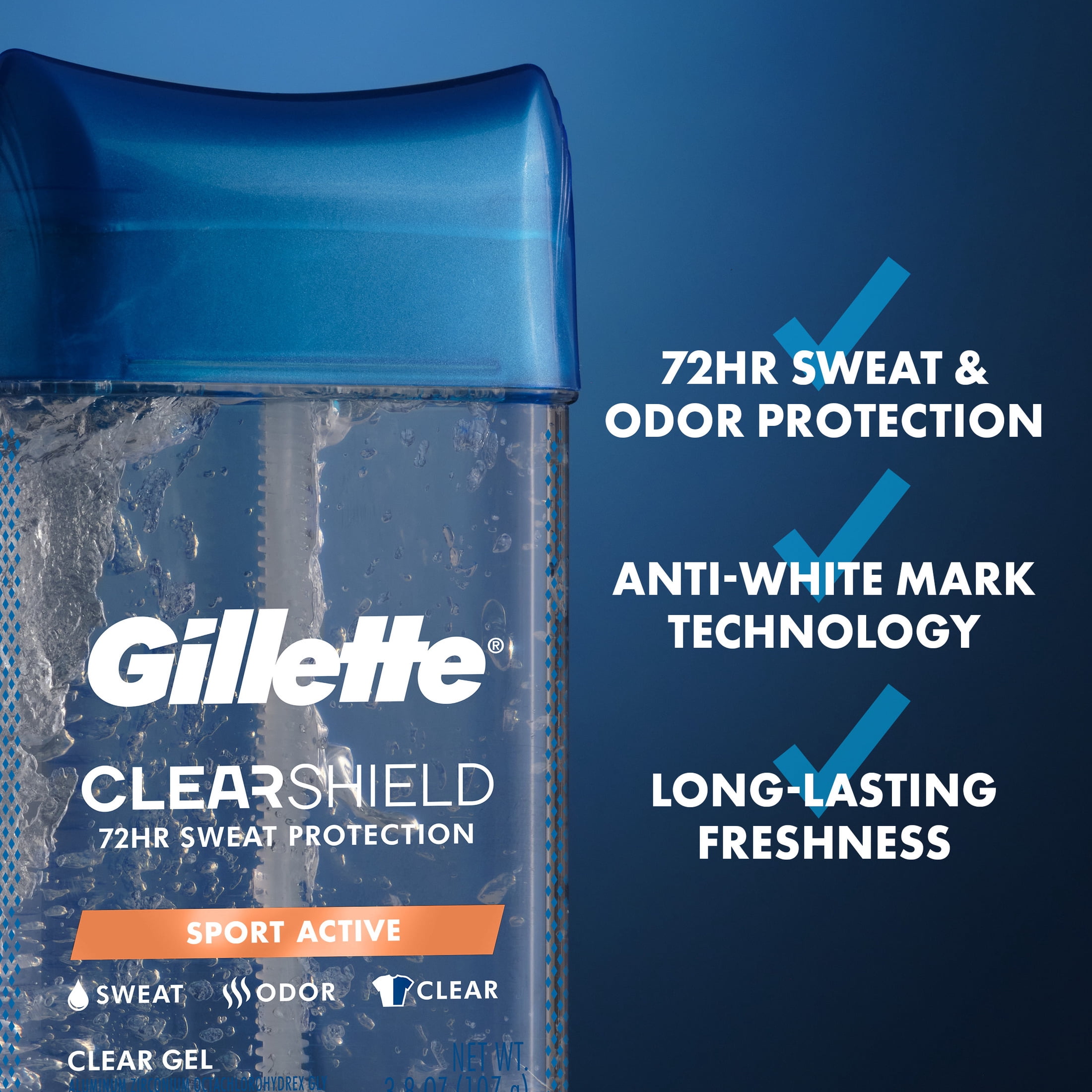 (3 pack) Gillette Antiperspirant Deodorant for Men, Clear Gel Sport Active Twin Pack, 3.8 oz